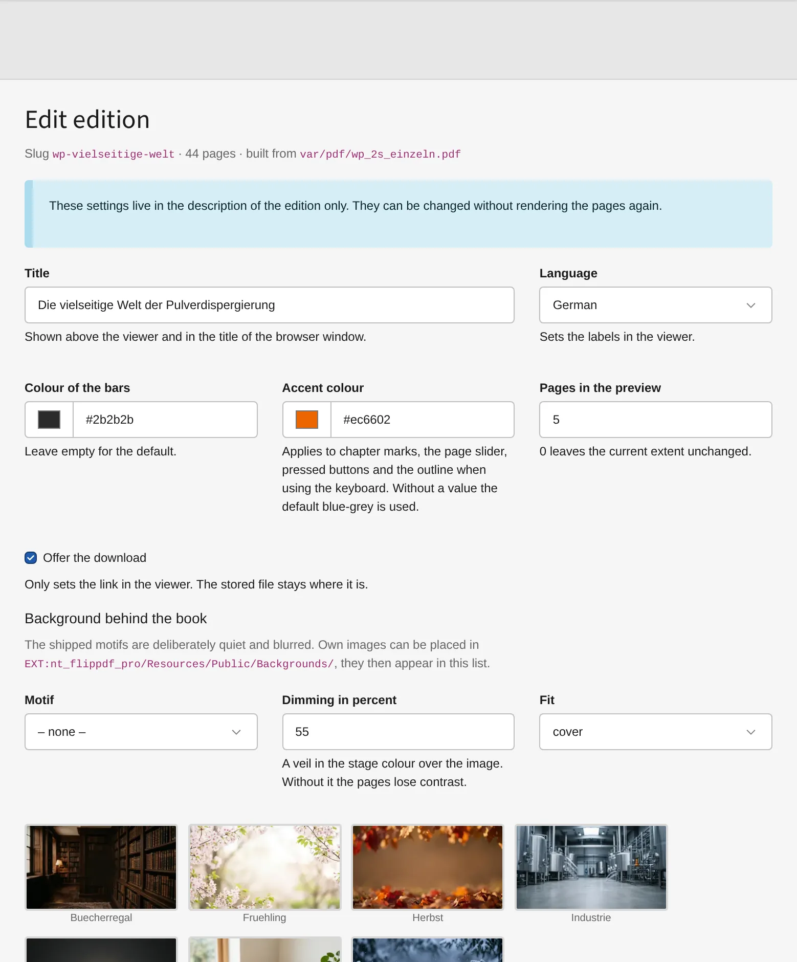 Background, logo and watermark in the backend module