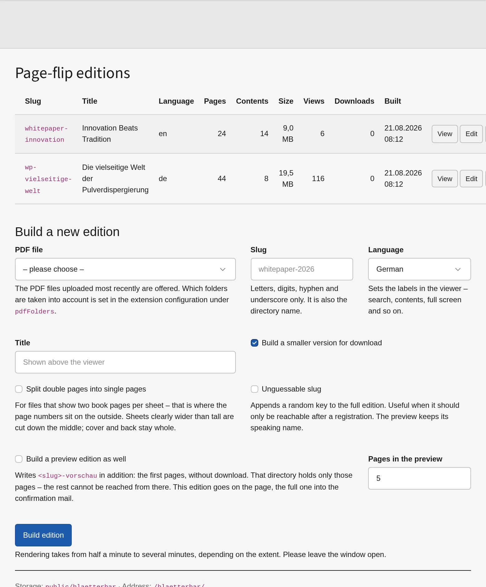 The backend module